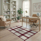 Red and Cream Buffalo Check Plaid Area Rug