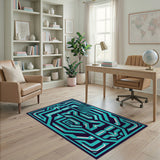 Teal Geometric Maze Blue and Teal Area Rug
