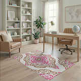 Traditional Persian Vibrant Pink Persian Medallion Area Rug