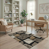 Beige and Neutral Rustic Stone Wall Area Rug