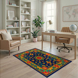 Multi-color and Patterns Vibrant Navy Persian Floral Area Rug