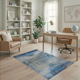 Geometric Modern Blue Teal Geometric Stripe Area Rug