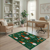 Festive Green Gnome Christmas Area Rug