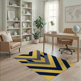 Yellow Navy Grey Chevron Stripe Area Rug
