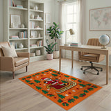 Jolly Santa Sleigh Christmas Orange Rug