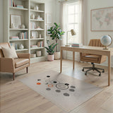 Abstract Circles Geometric Area Rug in Beige Black Orange