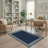 Navy Blue Layered Border Area Rug