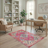 Distressed Vintage Pink Floral Distressed Vintage Area Rug
