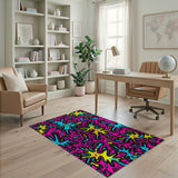 Vibrant Neon Pink Starburst Abstract Area Rug