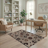 Whimsical Faced Flowers Paisley Area Rug
