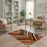 Orange Chevron Zigzag Geometric Area Rug