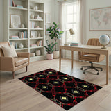 Red Black Diamond Geometric Southwestern Rug