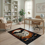 Spooky Bat Moon Halloween Pumpkin Rug