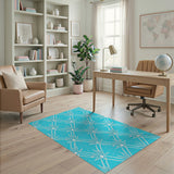 Turquoise Trellis Starburst Area Rug