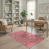 Red Bold Red Swirl Stripe Area Rug