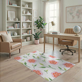 Whimsical Pink Floral Scatter Area Rug