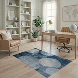 Blue Geometric Circles Area Rug