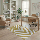 Gold Interlocking Chevron Area Rug