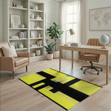 Yellow Bold Yellow Black Geometric Abstract Area Rug
