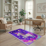 Purple Unicorn Starry Night Kids Area Rug