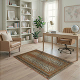 Vibrant Orange Leopard Print Area Rug with Tribal Borders