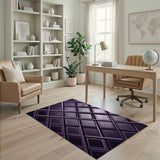 Purple Geometric Diamond Grid Area Rug