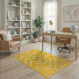 Vibrant Yellow Chevron Zigzag Area Rug