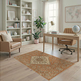 Orange Vintage Floral Medallion Area Rug