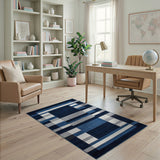 Geometric Modern Navy Blue Geometric Abstract Area Rug
