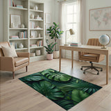 Lush Monstera Leaf Green Boho Chic Area Rug