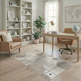 Modern Geometric Beige Circles Area Rug