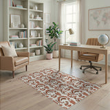 Abstract Terracotta Leaf Area Rug