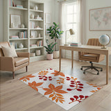 Orange Maple Leaves Red Berries Area Rug