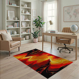 Fiery Volcanic Lava Flow Pixel Rug
