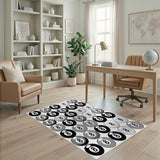 8-Ball Black White Geometric Area Rug