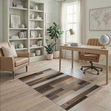 Brown and Tan Rustic Barnwood Plank Area Rug
