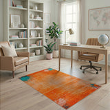 Burnt Orange Teal Abstract Splatter Area Rug