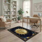 Celestial Gold Sun Moon Face Area Rug