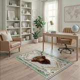 Brown and Tan Highland Cow Heritage Tribal Area Rug