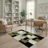 Khaki Geometric Modern Area Rug