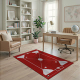 Red Baseball Diamond Geometric Area Rug