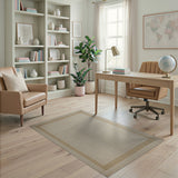 Beige and Neutral Beige Framed Woven Area Rug