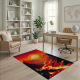 Fiery Lava River Sunset Area Rug