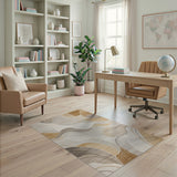 Fluid Wave Abstract Beige Neutral Area Rug