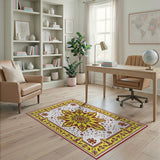 Radiant Yellow Mandala Persian Rug