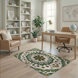 Traditional Persian Elegant Green Persian Medallion Area Rug