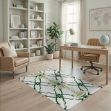 Green Trellis Floral Lattice Area Rug