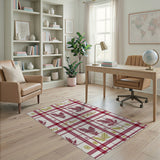 Festive Red Plaid Merry Christmas Area Rug