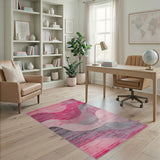 Pink Abstract Area Wavy Pink Grey Abstract Area Rug