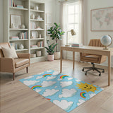 Rainbow Clouds Smiling Sun Kids Cartoon Rug